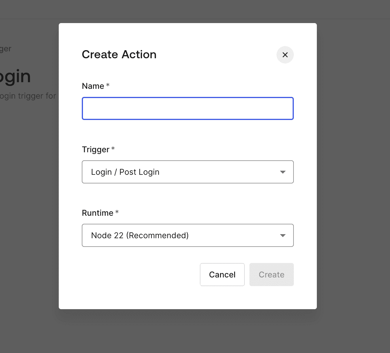 creating action
