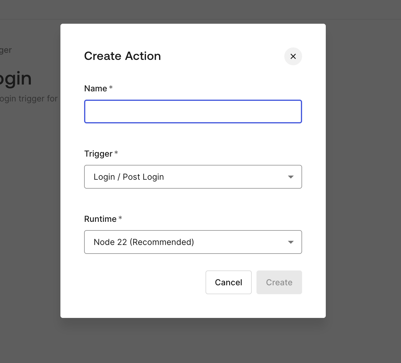 creating action