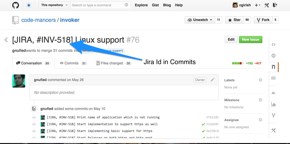 Adding Jira-id in commits